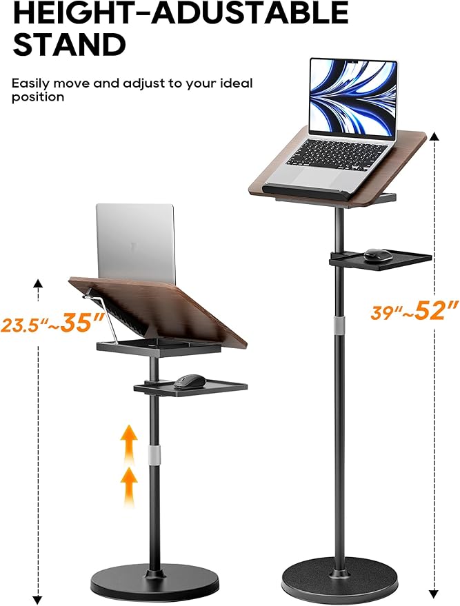 Lectern Podium Stand - Dual-Use Floor and Desktop Book Holder Stand, Height Adjustable Podium Lectern for Church, Weddings,Speech,Classroom-Black