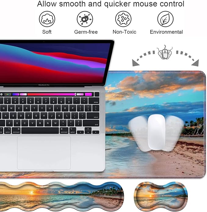 Ergonomic Keyboard Wrist Rest & Mouse Pad Wrist Rest Set, Large XXL Gaming Desk Mat 31.5"x 11.8", Non-Slip Base, Memory Foam, Easy Typing Pain Relief for Office & Home, Bible Verses Proverbs 31:25