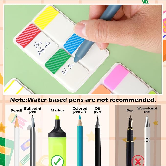 400 Pcs Sticky Index Tabs Colored Sticky Tabs Writable and Repositionable File Tab Self Adhesive Colored Page Markers Labels for Reading Notes Books Book Binders Papers Documents Classify Files