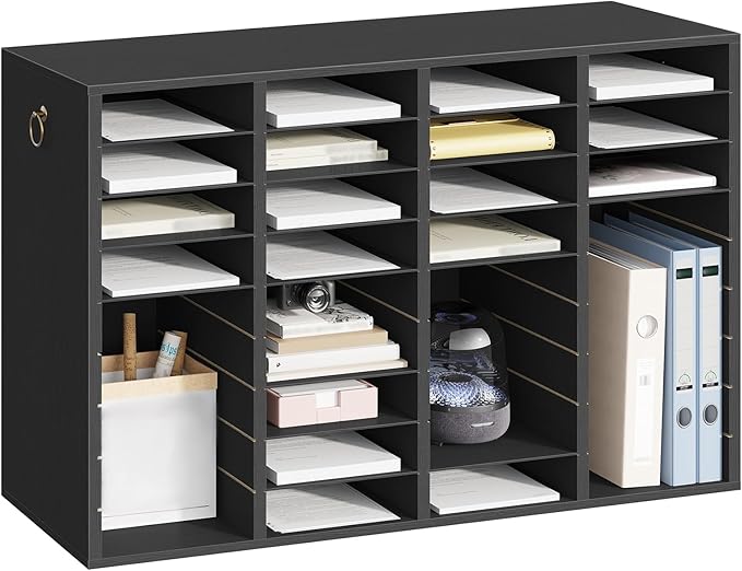 HOOBRO Wooden Literature Organizer, 36-Slot Mail Sorters, Removable Classroom Mailbox, Student Mailboxes for Classroom, Paper Storage Organizer, for Home, Office, Black BK36WF01