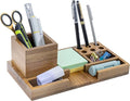 MyGift Wood Desk Tray Desk Organizer Office Desktop Pen Holder Sticky Note Holder Acacia Solid Wood Storage Tray