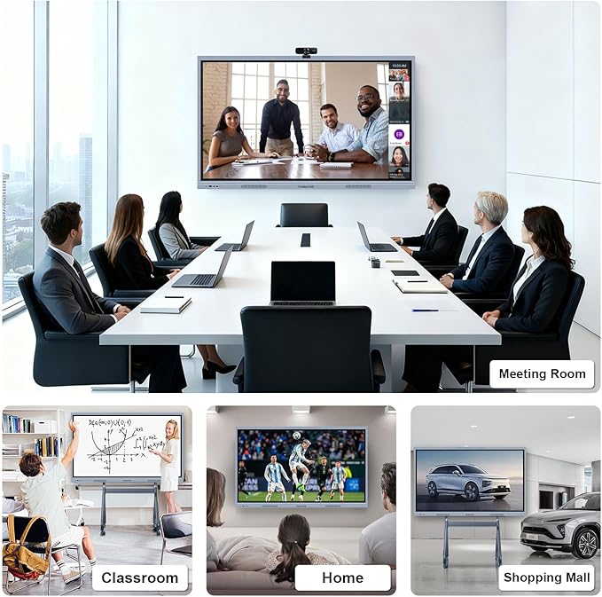 55'' Smart Board, 8+256 GB Interactive Whiteboard, 4K Electronic Digital Whiteboard with Dual System, Android iOS 12.0, Touchscreen Smart Board for Classroom, Office and Home (Wall Mount Included)