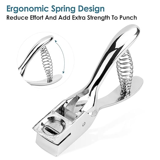 MROCO Hole Punch One Slot Badge Punch for ID Cards, Handheld, No Burrs, Metal Badge Puncher, 15mm x 3mm Hole Size