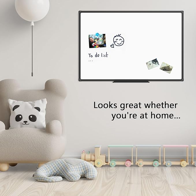 JILoffice Magnetic Whiteboard/White Board, Dry Erase Board 48 x 36 Inch, Black Aluminum Frame Wall Mounted Board for Office Home and School