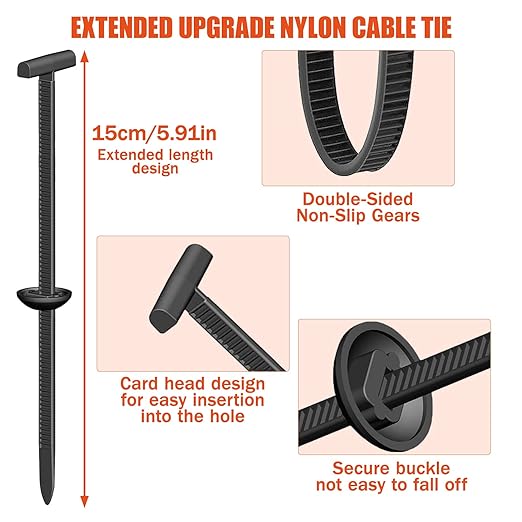 260 PCS 2026 New Upgrade Nylon Universal Cable Tie Buckle, with Clear Storage Box, Double-Sided Style Cable Tie Buckle, 5.91IN Extended Length Zip Tie for Car Repair (Fender, Bumper, Trunk Liner)