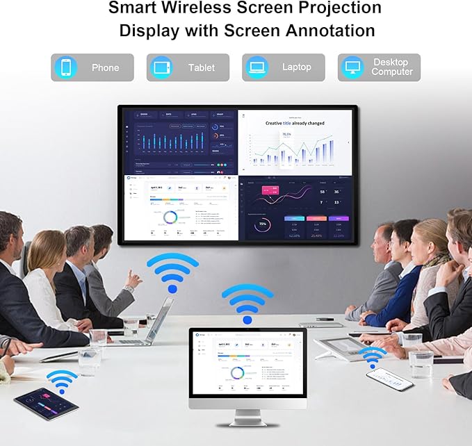 49" Smart Board, Digital Whiteboard Electronic Interactive for Classroom Office Home, Screen Mirroring from Android & iOS for Presention Annotation Live Streaming (49 inch)