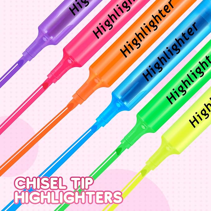 Qilery 72 Pack Highlighters Bulk, Tank Style Chisel Tip Highlighters Markers Pack Quick Drying for Adult Coloring, Home Office Supplies (Pink)