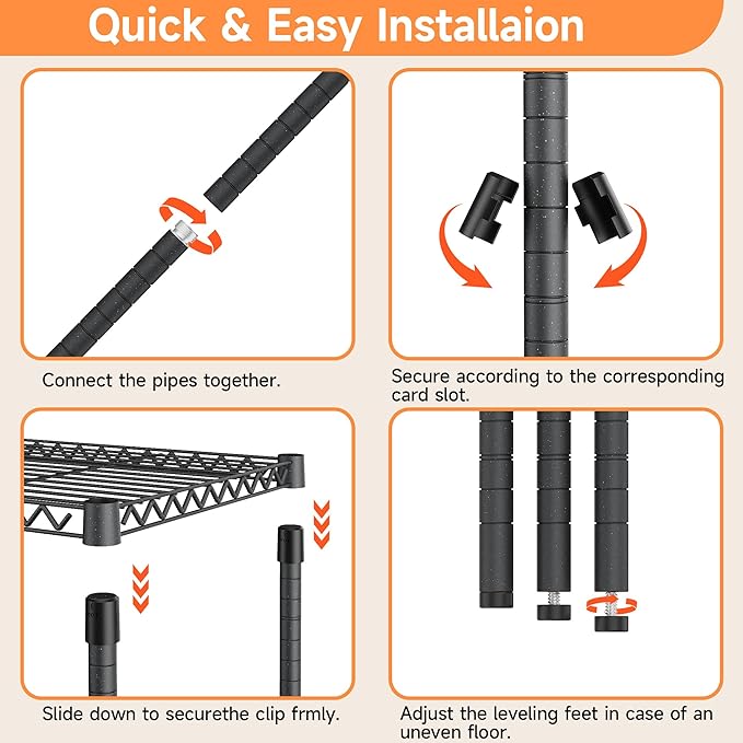 Standing Shelf Units Wire Rust-Proof Outdoor Storage Shelving 4-Tier Utility Shelving Unit for Garden Home,Kitchen,Office Dark Grey 17.7" D x 35.5" W x 59.4" H