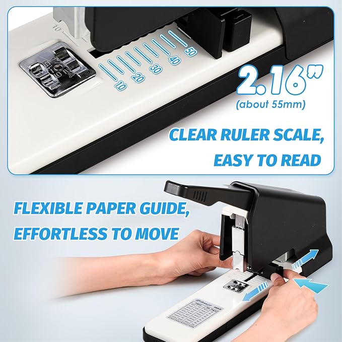 Heavy Duty Stapler 210 Sheets Large Capacity Office Staplers for Desk with 4000 Staples, Black Labor Saving Stapler with Adjustable Stapling, Jam Free for Office, Classroom Paper Binding