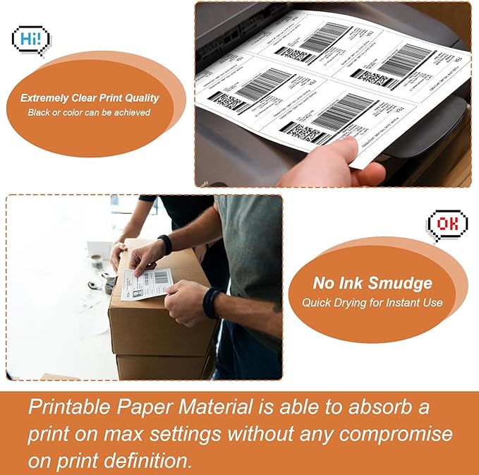 PAPRMA 3-1/3" x 4" Shipping Address Label 2000 Sheets, Laser&Inkjet Printer Label 8.5x11in Printable Sticker Paper 6up/Page, White Mailing Labels for Package Envelope