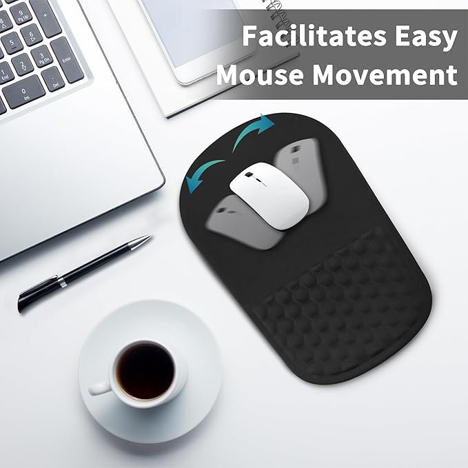 Ergonomic Mouse Pad with Wrist Support, Comfortable Memory Foam Mousepad with Massage Design and Non-Slip PU Base, Wrist Rest Mouse Pad for Office and Home, 12x8 Inch