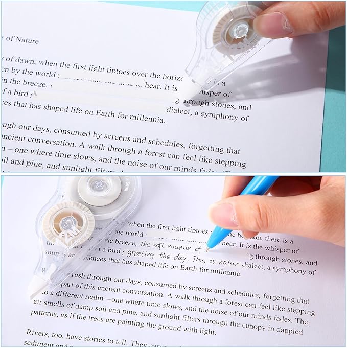 AmazingSpark 100 Pcs White Correction Tape Bulk, 39.4 Ft, Tear-resistant Easy to Use Applicator for Instant Corrections for School Office Note Taking Journal (Tape Width 0.2 in, Clear)