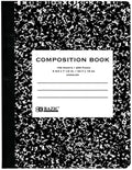 BAZIC Products Composition Book Blue Marble Unruled Ruled 100 Sheet Notebook, Blank Page Journal Comp Notebooks for School, 1-Pack