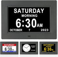 Dementia Clock for Seniors Digital Clock Large Display with Day & Date-12Alarms 3 Colors Display for Elderly with Memory Loss, Alzheimer's, Vision Impaired (7'' Black)