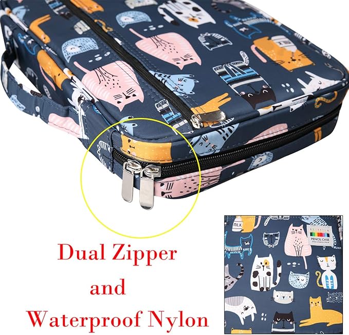 BOMKEE Coloring Pencil Case 220 Slots Pencils/Gel Pens Organizer Waterproof Travel Case Zipper Carrying Portable Pencil Markers Pen Holder Bag for Painter Writers