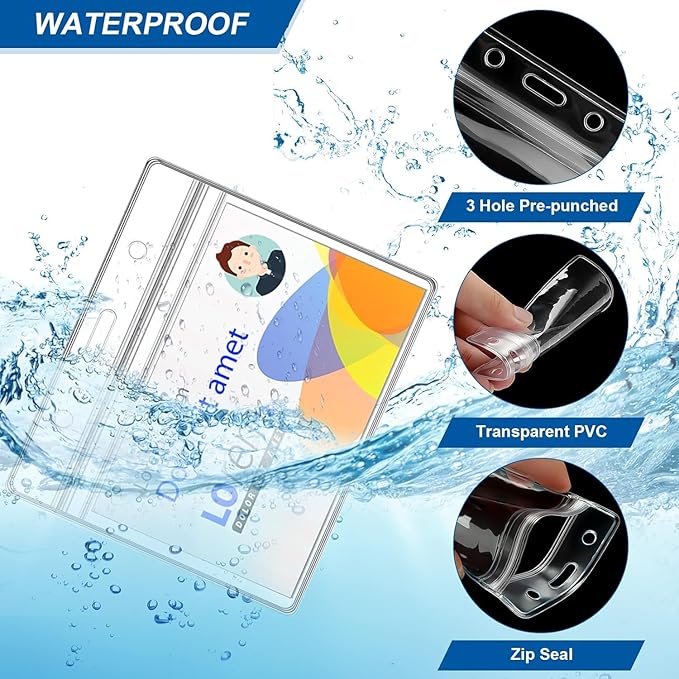 100Pcs Lanyards for ID Badges and 100 Pcs Clear Plastic Horizontal Name Badge ID Card Holders, Flat Neck Lanyards with Clip Waterproof Resealable Name Tag Badge ID Card Holders (Red)