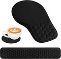 3 in 1 Ergonomic Wrist Rest for Keyeboard and Mouse, Non-Slip Desk Mouse Pad with Wrist Support, Keyboard Wrist Rest and Mouse Pad Set Massage Design (Black)
