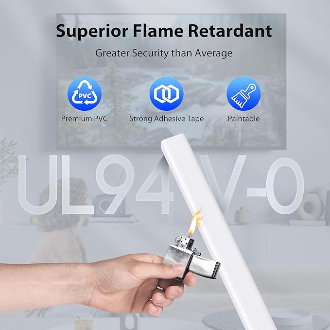 ZhiYo Large Capacity Wire Hiders for TV on Wall, 63in (4xL15.8in) PVC Cable Cover, Snap and Lock Design, White Cord Covers for Wires on Wall