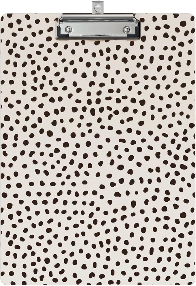 Clipboard Design Decorative Wood A4 Letter Size Clip Boards for Classroom Office, Standard Size 9" x 12.5" with Low Profile Metal Clip - Spots Leopard