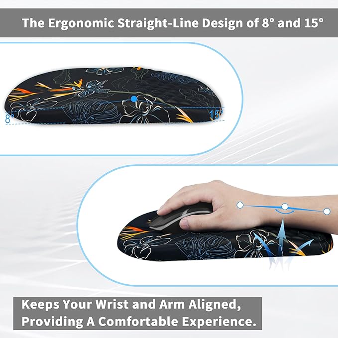 Ergonomic Mouse Pad with Wrist Support, Comfortable Memory Foam Mousepad with Massage Design and Non-Slip PU Base, Wrist Rest Mouse Pad for Office and Home, 12x8 Inch