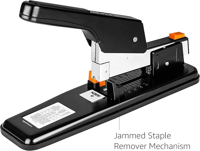 Amazon Basics Heavy Duty Stapler, 90 Sheets High Capacity, Large Office Stapler with 1000 Staples, Black
