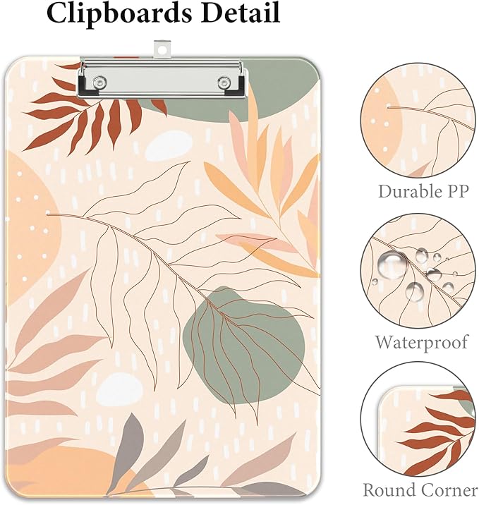 Rimilak Plastic Clipboards with Metal Clip, A4 Letter Size 9 x 12.5 in, Office Decorative for Students Women Men and Kids, Cute Custom Pattern, Yellow Leaves