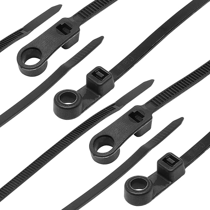 Zip Ties with Screw Hole 150 Pcs, 6 inch 48lbs Electrical Cable Ties Straps, Mount Head Plastic Ties Multipurpose Heavy Duty Nylon Zip Tie for Indoor & Outdoor (Black)