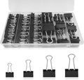 110PCS Black Binder Clips Assorted Sizes,4 Sizes Large Medium Small Mini Paper Clamps Set, Office Supplies Desk,Cute Office Paper Clips for Home School Office Supplies Organizing (Black)