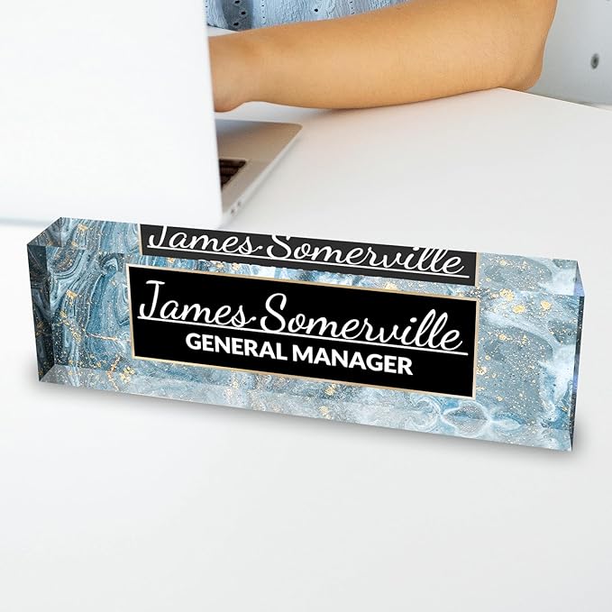 Desk Name Plate Personalized, Custom Name Plate for Desk, Acrylic Desktop Accessories, Office Gift & Decor for Women Men, Teacher Nurse Boss Employee Appreciation Gifts