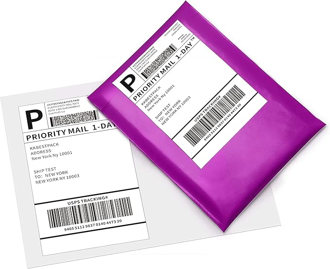 KKBESTPACK Fan Fold 4x6 Direct Thermal Shipping Labels, Direct Thermal Printer Label (Pack of 500)