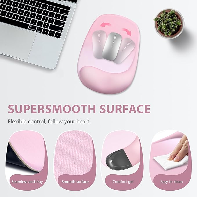 Ospelelf Wrist Rest for Keyboard and Mouse Ergonomic Mouse Pad with Wrist Support Memory Foam Wrist Rest for Computer Keyboard,3-in-1 Gel Mouse and Keyboard Pad for Office Pink