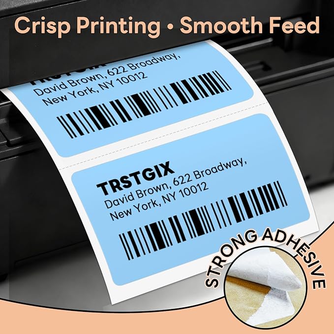 2.25" x 1.25" Direct Thermal Labels, Strong Adhesive Stickers Compatible with Zebra, Rollo, Munbyn & Most Desktop Thermal Printers (1 Roll / 1000 Labels, Light Blue), TRSTGIX