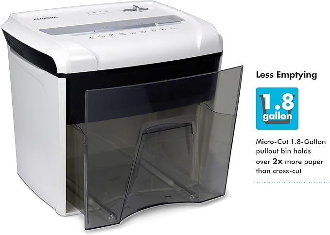 Aurora Desktop Style High-Security Anti-Jam 12-Sheet Micro-Cut Paper and CD/Credit Card/Junk Mail Shredder with 1.8 Gallon Pullout Basket/Security Level P-4