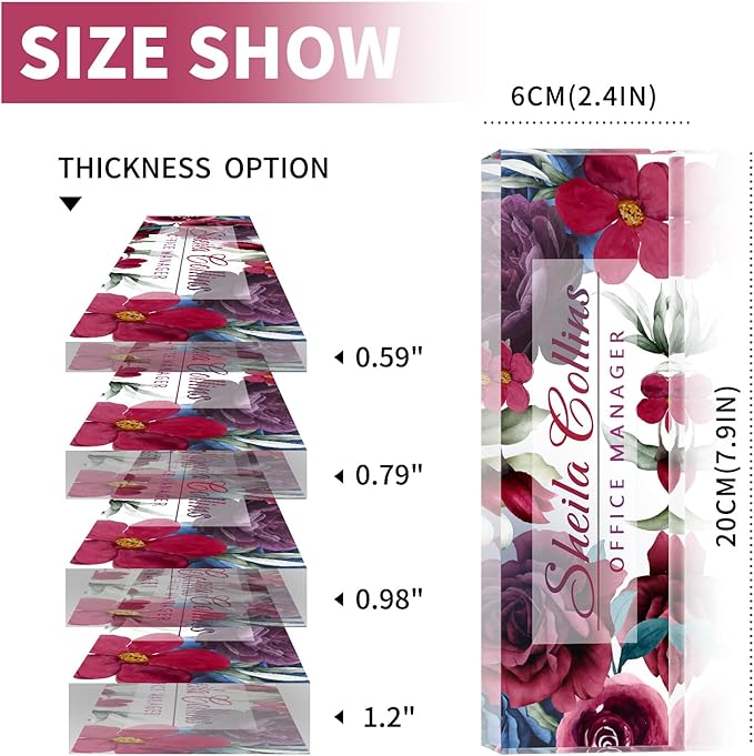 Custom Name Plate for Desk, Employee Appreciation Gifts, Office Decor, Acrylic Personalized, Accessories, Funny Gifts for Coworkers Boss Teacher (Rose A)