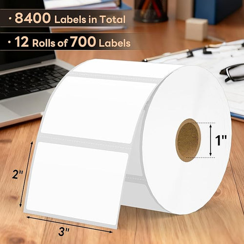 3" x 2" Direct Thermal Labels, Strong Adhesive Barcode & Return Address Stickers Compatible with Zebra, Rollo, Munbyn & Most Desktop Thermal Printers (12 Rolls / 8,400 Labels), TRSTGIX