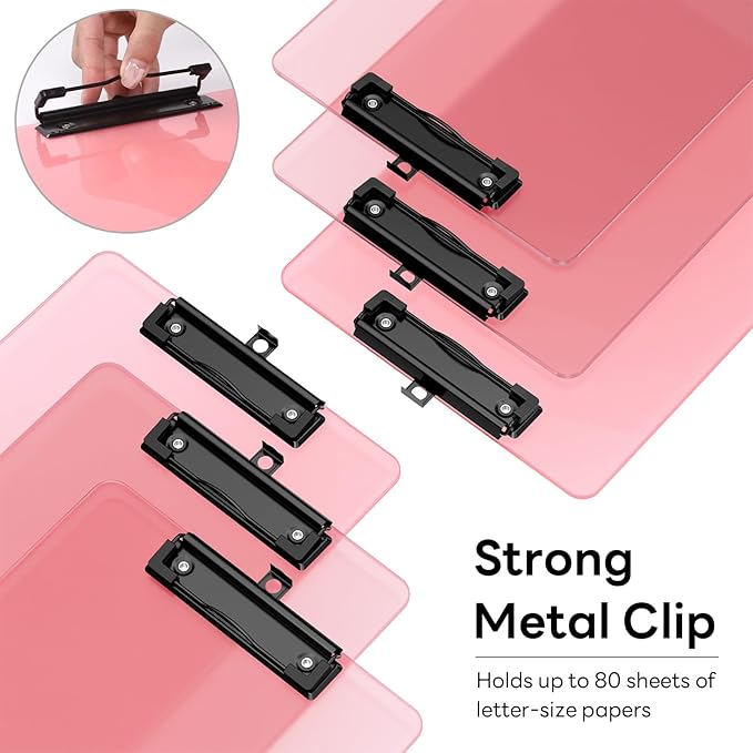 Zoenley Legal Size Clipboard Set of 6, Pink 8.5 x 14 Clip Board for Lawyer, Nurse, Business, with Low Profile Black Clip, Office & School Supplies