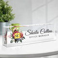 Custom Acrylic Name Plate for Desk, Employee Appreciation Gifts, Office Decor, Personalized, Funny Gifts for Coworkers, Boss, Teacher (Flower A)