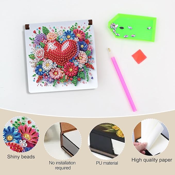 Formeydemi Diamond Painting Kit Note Box,Memo Paper Storage Box Diamond Art,Sticky Note Holder Diamond Art,Diamond Painting Memo Pad For Office Desk. (Love)