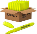 E-CLIPS USA Highlighters Bulk, Slim Yellow Highlighter Markers, Fine Tip, Fluorescent Yellow, Office Supplies, School Supplies (100 Pack)