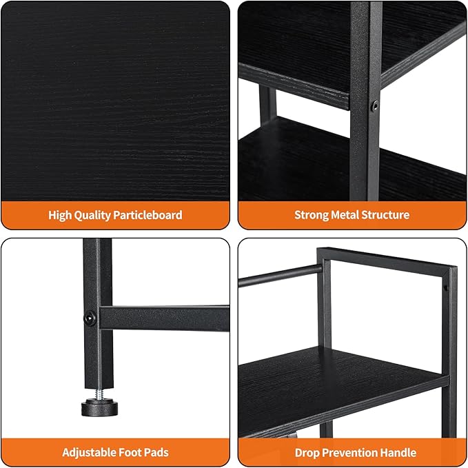 Snughome Desk Shelf, 38.6" Desk Hutch for Computer Monitor, Desktop Organizer Shelf, 4 Tier Desk Display Rack, Wood Desktop Bookshelf Storage Rack for Home Office Dorm, Black