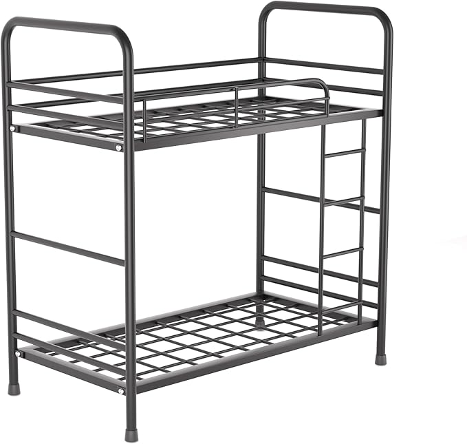 Desk Organizer Storage and Frees Up The Space of The Desk, Metal Small Bookshelf with Bunk Bed Design,Small Desk Organizer in 9x2.5x17.7 Inch