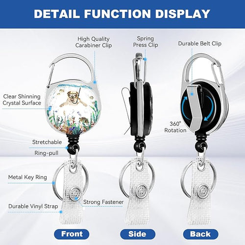 2 Pack Funny Diving Cat&Dog ID Badge Holder with Heavy Duty Retractable Reel Keychain for WomenStudents,Teachers, Nurses, Office Use 2
