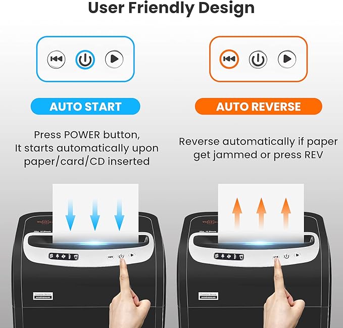 Paper Shredder for Home Office Heavy Duty with 60 Mins Running with US Patented Cutter,Shred CD/Card with Extra Large Bin,AUTO Jam Proof(ETL) (18-Sheet Micro Cut)