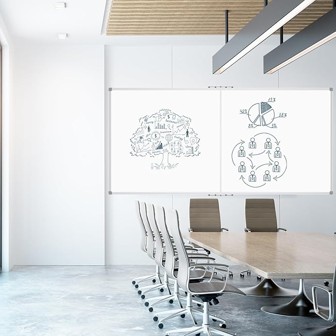 Lockways Large 96" x 48" Magnetic Dry Erase Board, Foldable Wall Mounted Whiteboard| White Board with Pen Tray for Business,Team,Home Office,Home Education and School Classroom