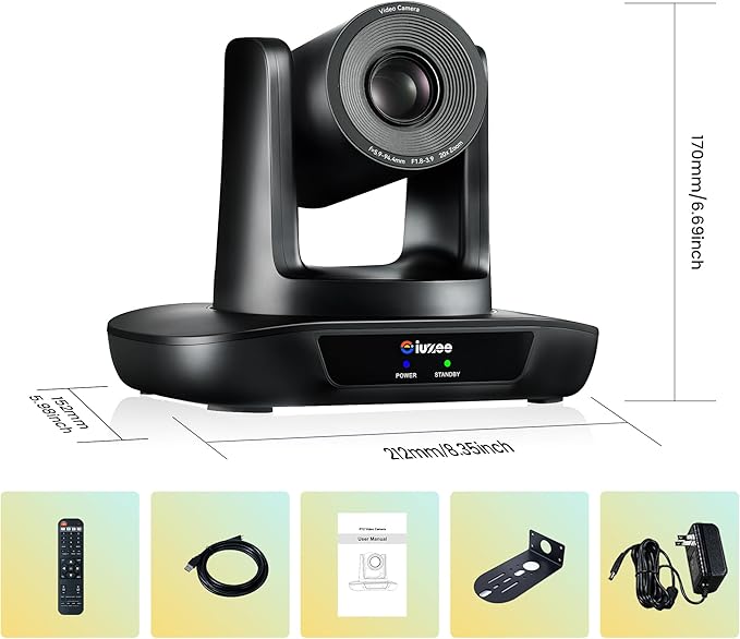 iuZee PTZ Camera 20X Optical Zoom Conference Room USB3.0 HDMI 1080P 60FPS Wide Angle for Video Conference Meeting Church Live Streaming Education Works with Zoom Webex OBS YouTube