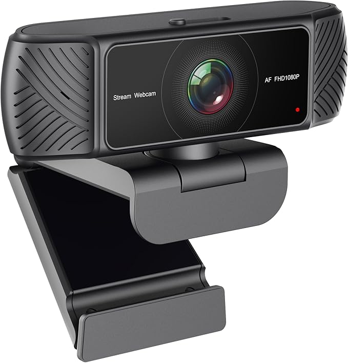 Amdony Streaming Webcam for PC - 1080P HD Webcam with Microphone, Privacy Cover, AutoFocus, Noise Cancellation, Auto Light Correction, USB Computer Web Camera, Plug and Play, for Laptop, Desktop, Mac