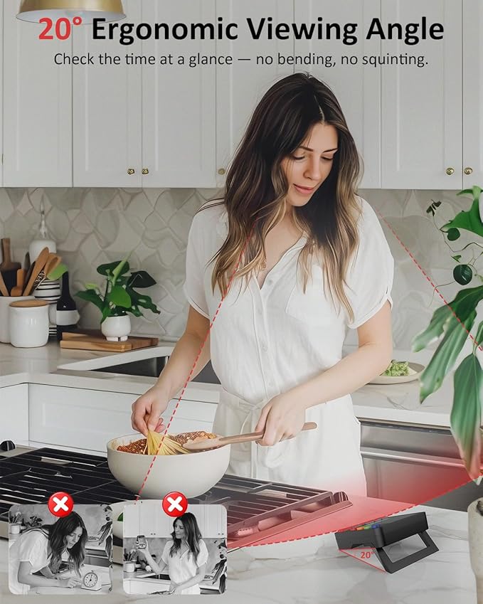 Digital Kitchen Timer for Cooking - 4 Channel Count Up Countdown Timer with Loud Alarm and Silent Mode, Large Display, Magnetic Back, Auto Memory for Classroom Study Gym, Battery Included (Black)