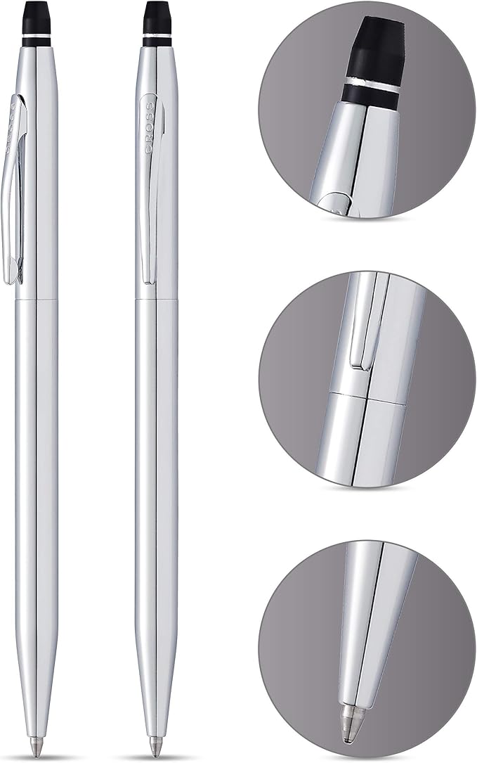 Cross Click Refillable Ballpoint Pen Presented in a Everyday Gift Box - Medium Point, Black Ink, Chrome