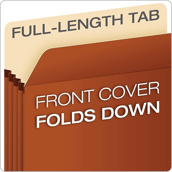 Pendaflex Expanding File Pockets, Letter Size, Redrope, 3.5" Expansion, Reinforced with DuPont™ Tyvek® Material, Redrope, 25 per Box (1524E-OX)
