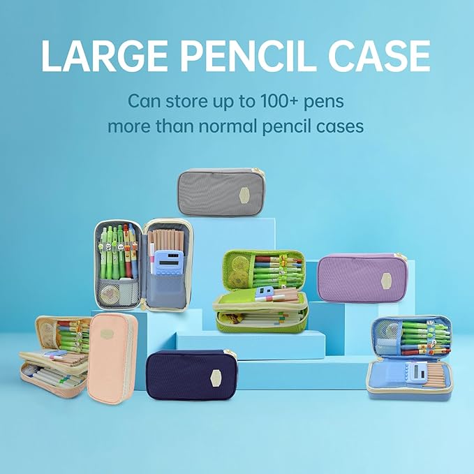 Large Capacity Pencil Case - Durable Zipper Aesthetic Pen Pouch, Big Storage Organizer for School, Office & Travel - Waterproof & Multi-Use (Pink)